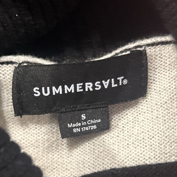Summersalt Sweater Womens Small Cashmere Fine Merino Wool Two Tone White Black - Picture 3 of 8